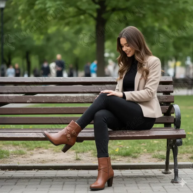 Modelo virtual con las botas puestas