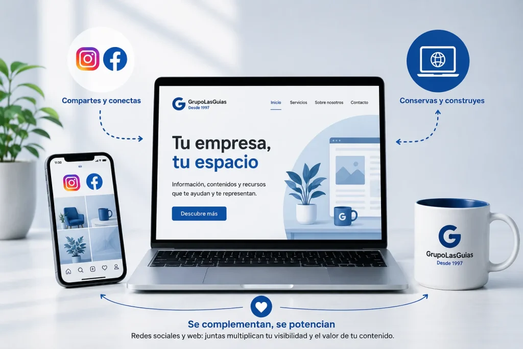 Redes sociales y página web propia como parte de la presencia online de una empresa